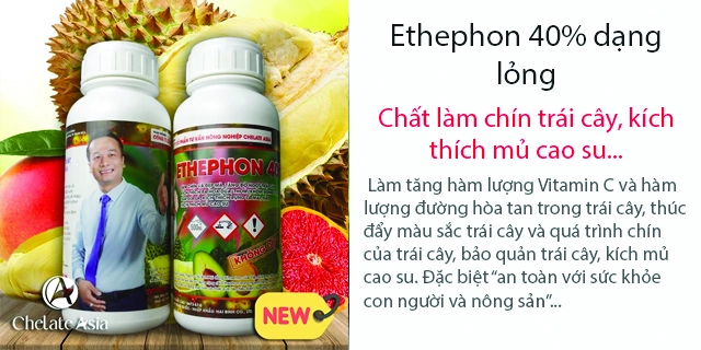 Bán (27) Ethephon 40% - dạng lỏng (Chất làm chín trái cây, kích thích mủ cao su, điều khiển ra hoa...)