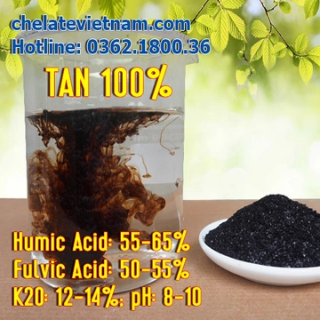 Super Kali (Humate, Fulvate) Chelate (Tan 100%) Humic Acid: 55-65%, Fulvic 50 - 55%, K2O (Kali hữu cơ): 12-14%