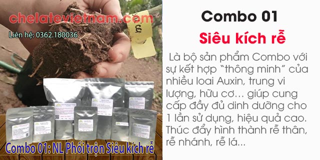 Bán Combo 01: Bộ nguyên liệu phối trộn sản phẩm siêu kích rễ (tặng kèm công thức)