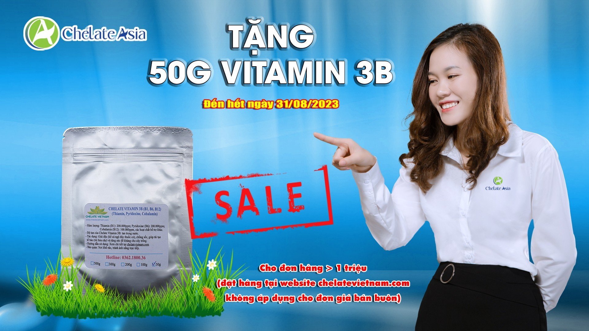 Tặng 50g Vitamin cho đơn hàng có giá trị trên 1 triệu đồng 