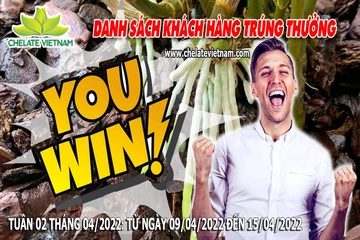 Danh sách khách hàng trúng thưởng khi mua hàng từ ngày 09/04/22 đến ngày 15/04/22