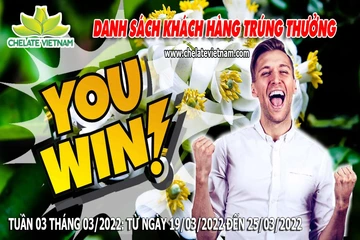 Danh sách khách hàng trúng thưởng khi mua hàng từ ngày 19/03/22 đến ngày 25/03/22