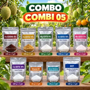 COMBO COMBI 05 – Bộ nguyên liệu tham khảo bổ sung sắt, magie và vi lượng chelate cho cây vàng lá do thiếu vi lượng