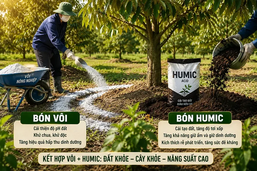 Bón vôi và humic như thế nào cho đúng
