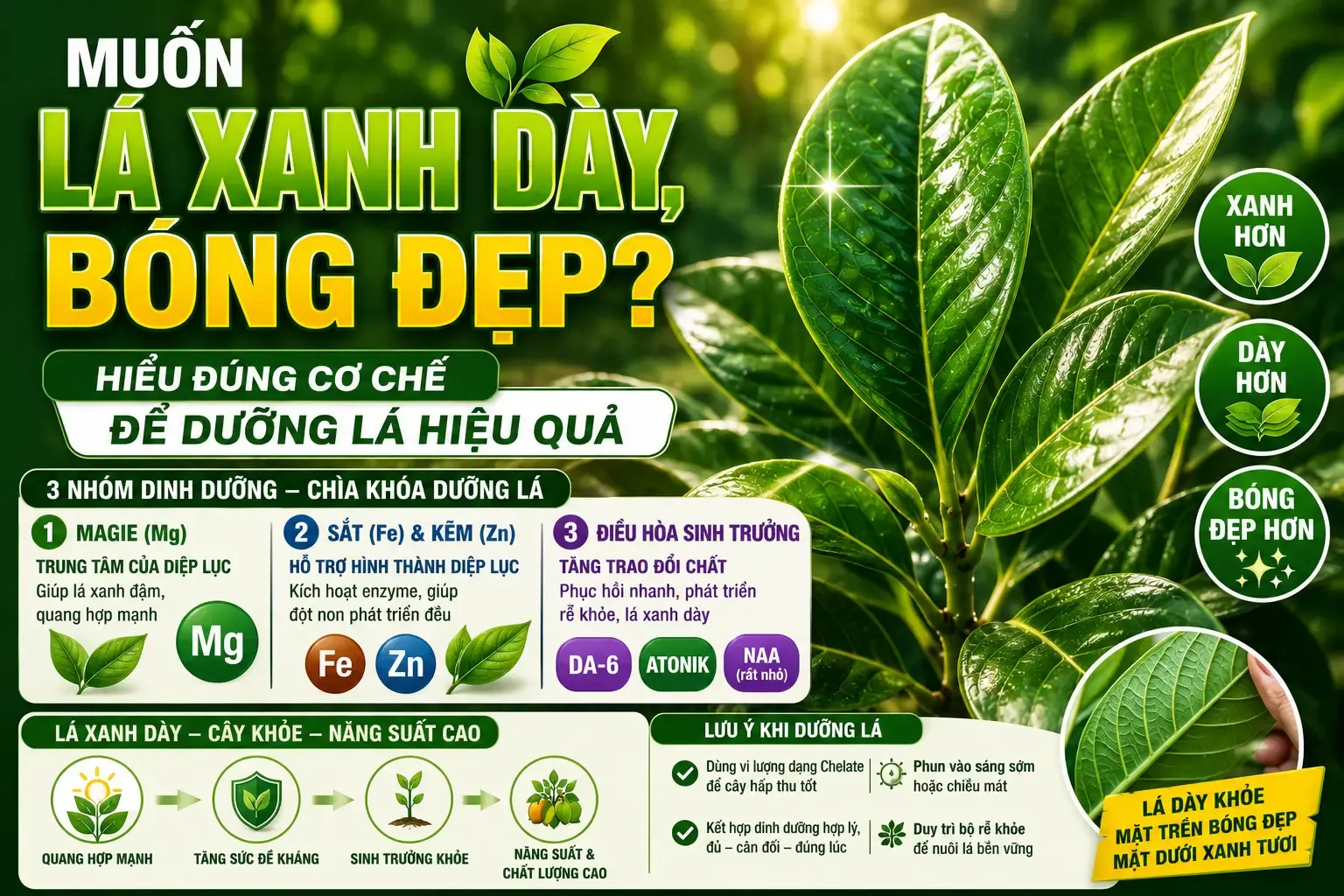 Muốn lá xanh dày bóng đẹp