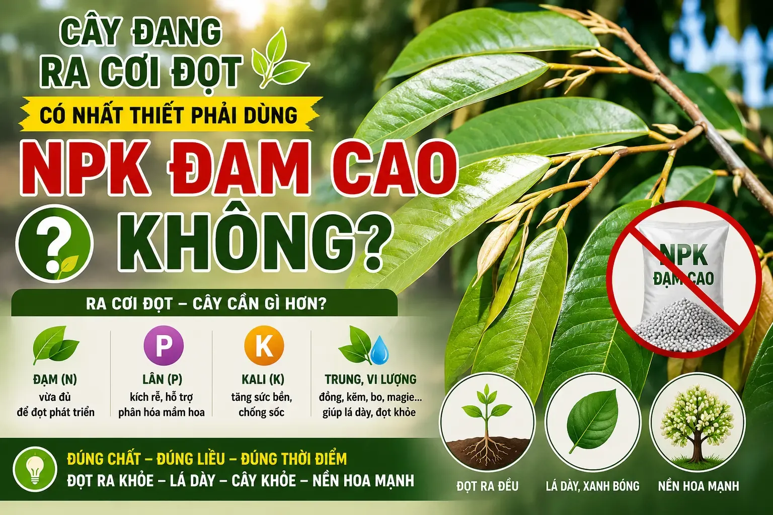 Cây đang ra cơi đọt có nên bón NPK  đạm cao không 