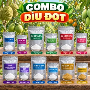 COMBO DÌU ĐỌT – Bộ nguyên liệu tham khảo kiểm soát nhẹ sinh trưởng đọt và bổ sung trung, vi lượng khi cây mang trái non