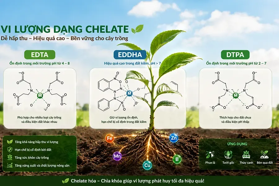 Vi lượng dạng EDTA EDDHA DTPA