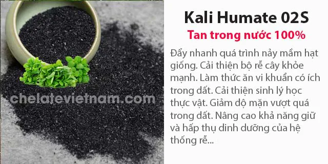 Bán Kali Humate 02S (Tan 100%) Acid humic (Dry) : 55 - 65%; K2O : 6 - 10%.
