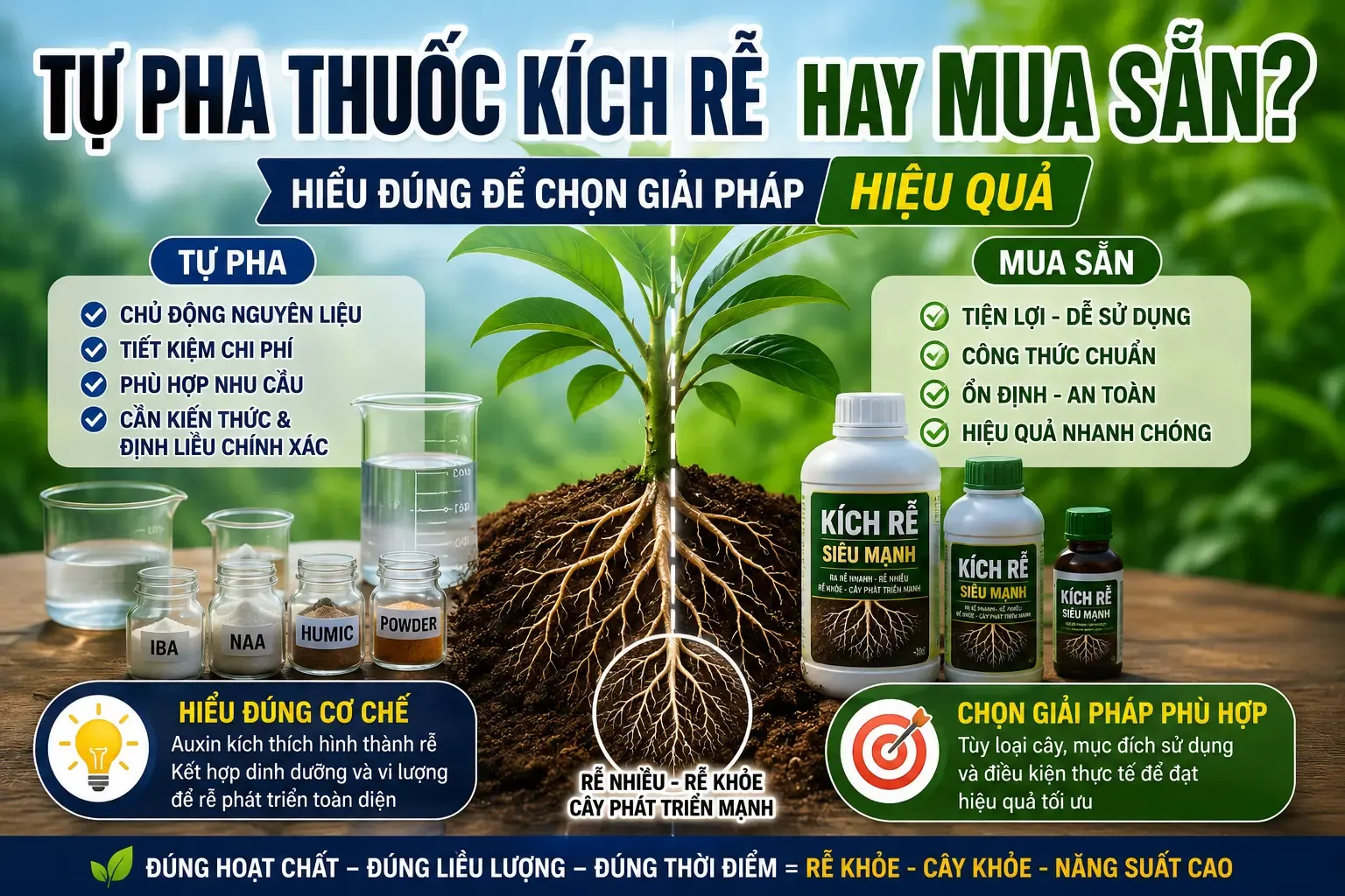 Tự pha thuốc kích rễ hay mua sẵn