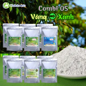 Bộ nguyên liệu Combo COMBI 05 gồm sắt chelate Fe-EDDHA, Fe-EDTA, magie, kẽm, mangan, canxi chelate, Solubor, amoni molipdat và vitamin B1