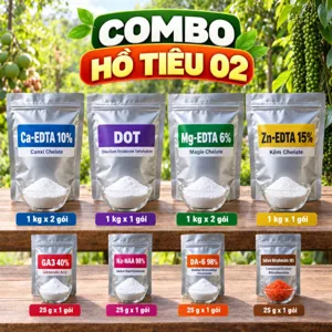 COMBO HỒ TIÊU 02 – Bộ nguyên liệu tham khảo dinh dưỡng và điều hòa sinh trưởng giai đoạn nhú cựa, ra hoa, đậu hạt